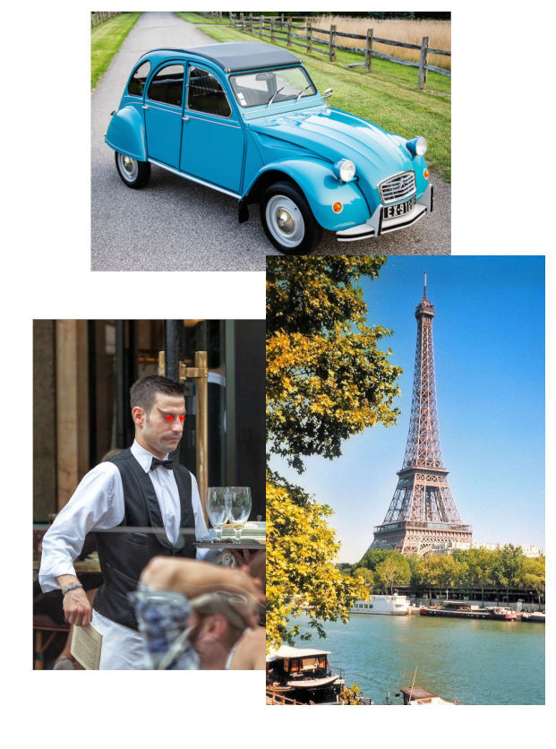 2cv, Demonic Parisian waiter, Eiffel Tower