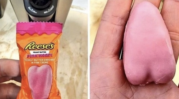 Reese’s You Screwed Up Again! Pink Hearts Look Like Scrotums.