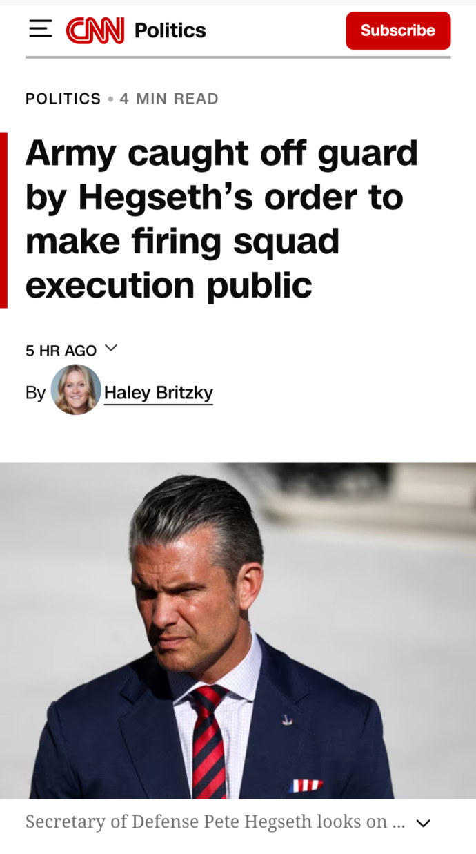 Is it unusual in the US to make a firing squad execution a public event?