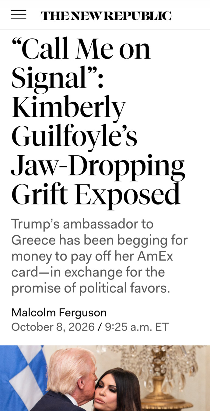 Should Kimberly Guilfoyle be fired for soliciting a MAGA donor to pay her $100K Amex bill in return for access to senior Trump officials?