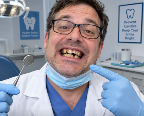 AI-generated bad-teeth dentist