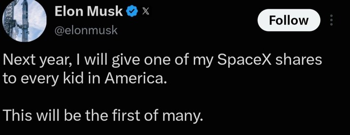 Is Elon Musk a genius or foolish for giving kids SpaceX shares?