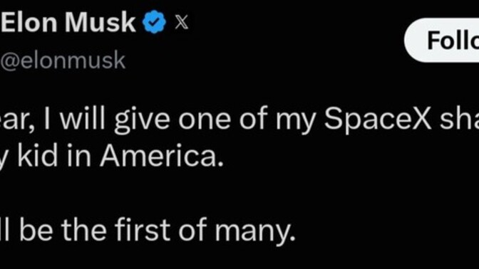 Is Elon Musk a genius or foolish for giving kids SpaceX shares?