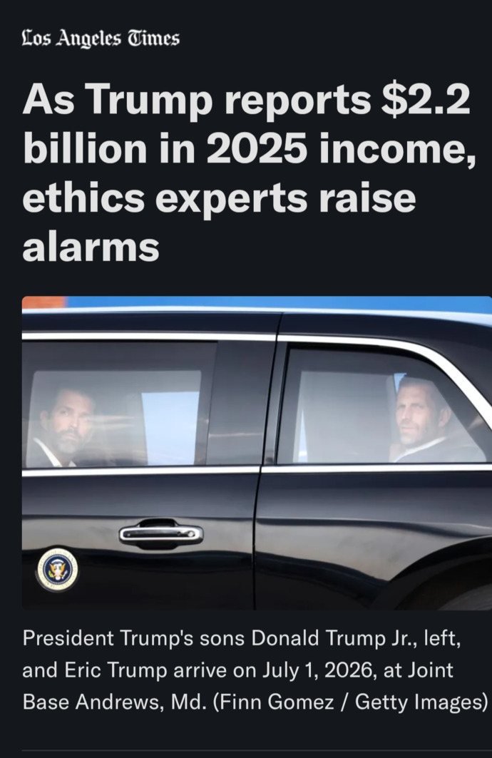 Is it normal that a President makes billions of dollars while in office while everyday working Americans are struggling?