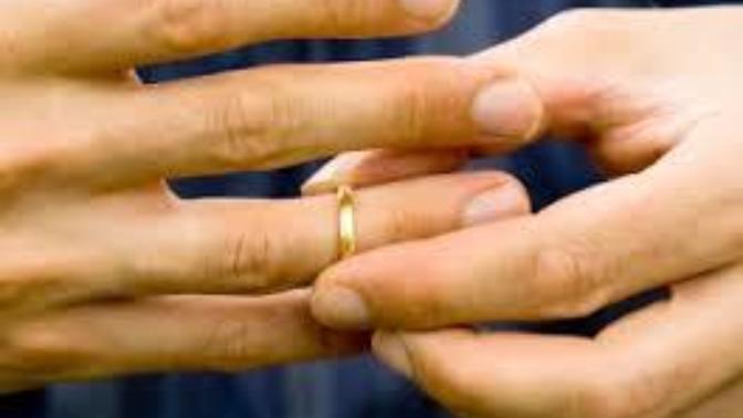 Guy stares and fiddles with his wedding band what does that mean?