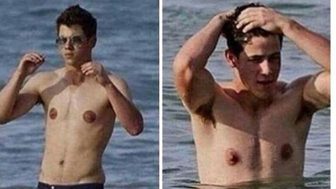 Does Nick Jonas really have huge nipples or is it photoshop?